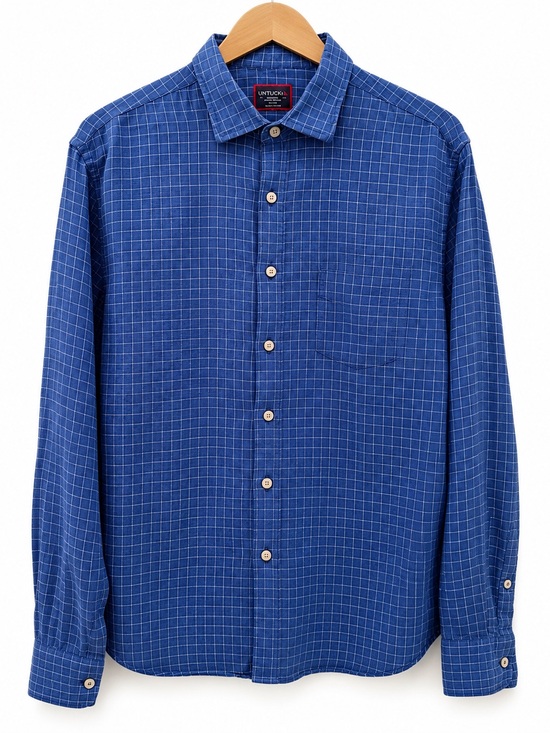 UNTUCKit Other - UNTUCKit 100% Linen Blue Windowpane Button-Up Shirt Men’s Medium Wrinkle Free